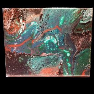 Abstract Bronze, Turquoise, Green 8"x10"